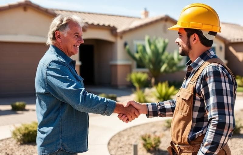 Arizona homeowner shaking hands with licensed contractor