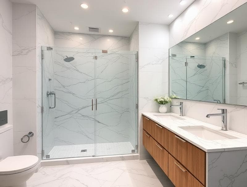 Luxury master bathroom renovation with walk-in shower by ProWorx in Chandler, Arizona