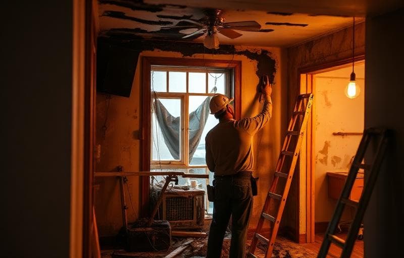 Fire and water damage restoration crew working on a damaged property in Mesa, Arizona