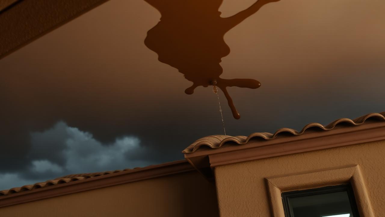 Phoenix home with monsoon storm roof leak and water-stained ceiling